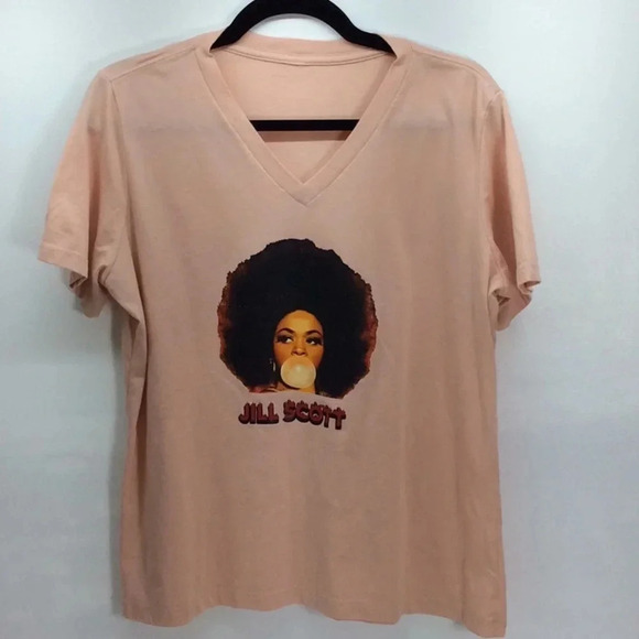 Jill Scott V-Neck Peach T-Shirt - Picture 3 of 5